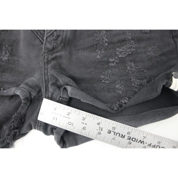 One teaspoon shorts women's 25 Black distressed hawks twisted cuff cotton high - Picture 8 of 11